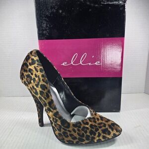 Ellie 511-Safari Leopard Print Stiletto Heels Women's 7 High Heel Pumps Costume